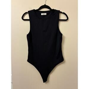 Babaton Contour Muscle Tank Bodysuit High Neck Sleeveless Black Size Large
